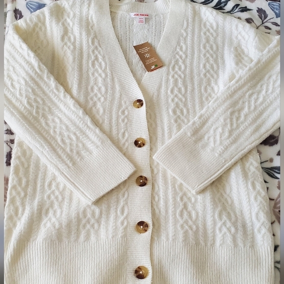 Joe Fresh Sweaters - Cozy White Cable Knit Cardigan